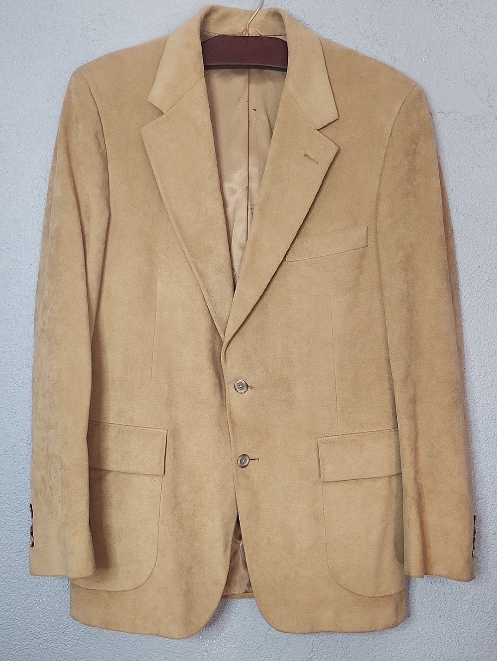 Countess Mara  Men's Tan Suede Blazer - Classic Two-Button Sport Coat